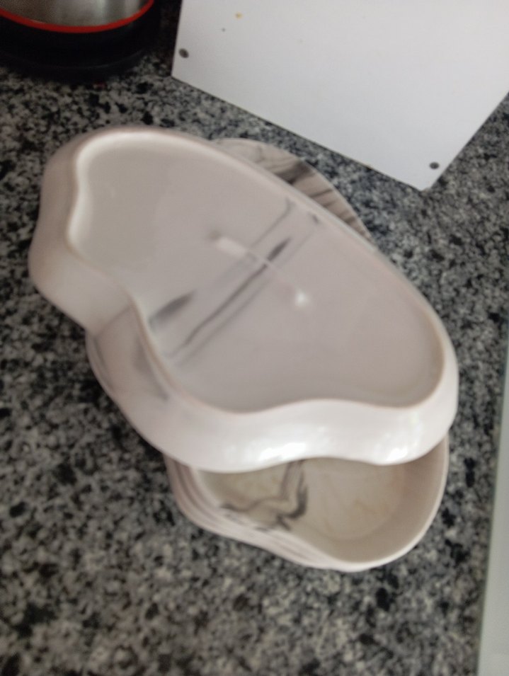 Beyaz Gri Mermer Desenli Tabak Seti - Görsel 2