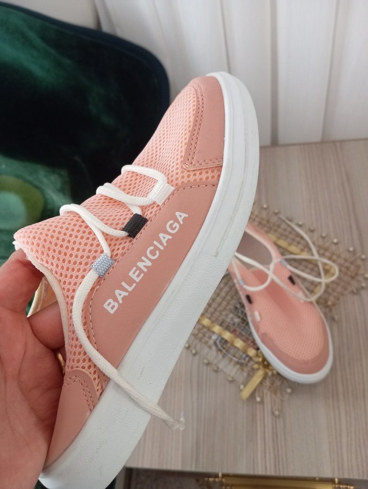 Pembe Bağcıklı Stiletto Topuklu Spor Ayakkabı - Görsel 2