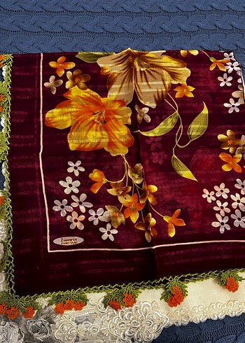 Beden bordo Renk Bordo tığ oyalı yazma