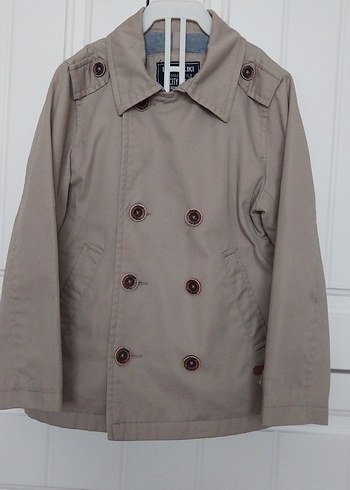 Bej Unisex Çocuk Düğmeli Pamuklu Kaban - Görsel 3