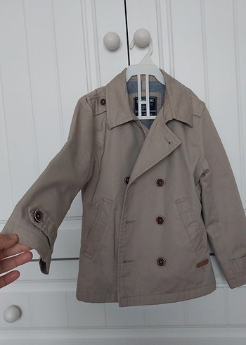 Bej Unisex Çocuk Düğmeli Pamuklu Kaban - Görsel 2