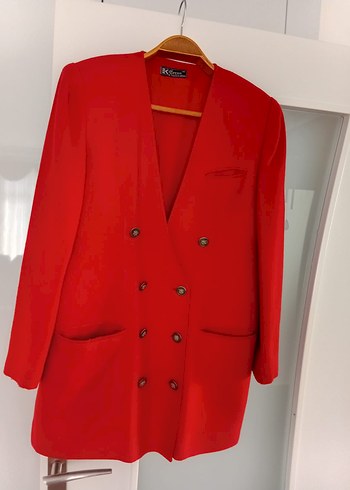 Kadın Kırmızı Düğmeli Blazer Ceket - Görsel 3