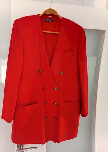 Kadın Kırmızı Düğmeli Blazer Ceket - Görsel 2