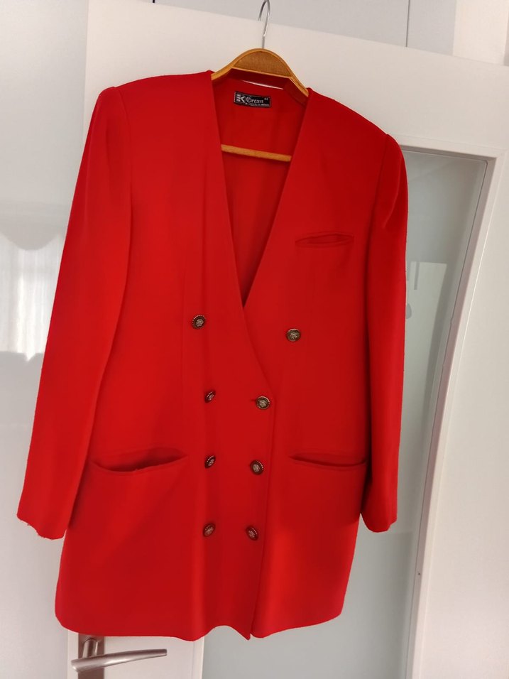 Kadın Kırmızı Düğmeli Blazer Ceket - Görsel 3