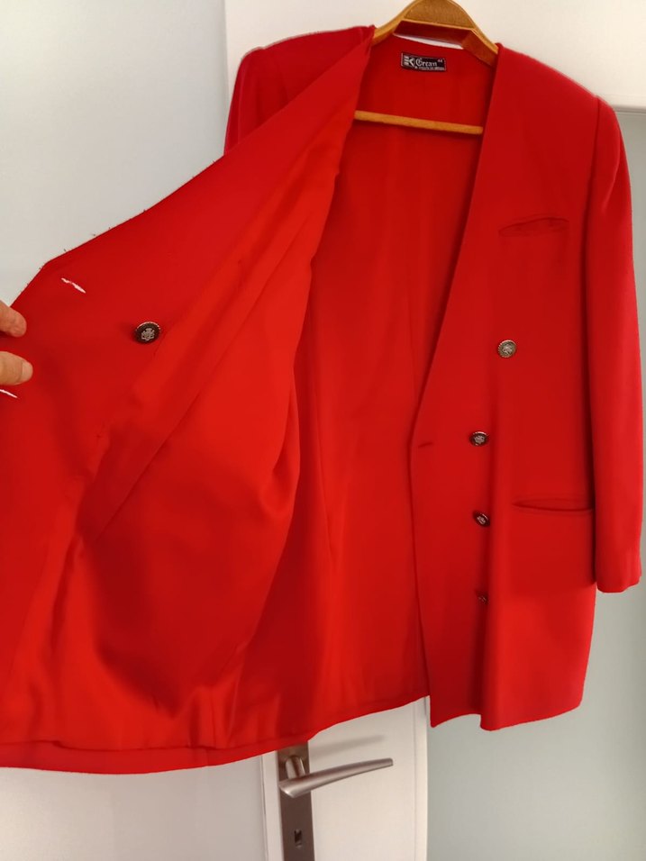 Kadın Kırmızı Düğmeli Blazer Ceket - Görsel 5