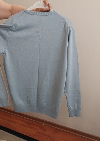 Bebek mavisi pamuklu Erkek Bisiklet Yaka Kazak - Görsel 3