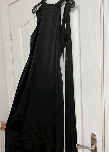 ADL Siyah night zoom halter yaka elbise - Görsel 5