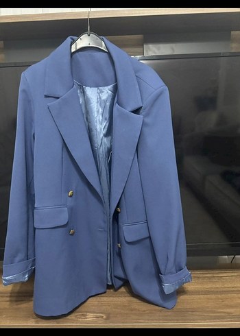 Diğer Düğmeli Mavi Kadın Blazer