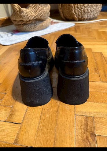 Kadın Siyah Platform Topuklu Loafer