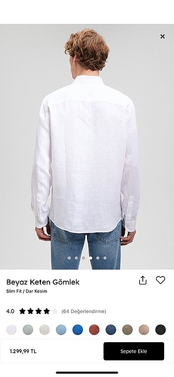 Mavi keten gömlek - Görsel 2