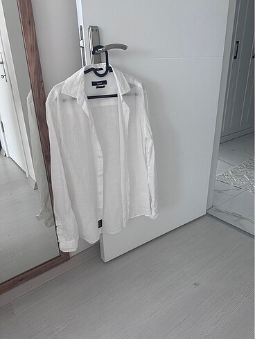 Mavi keten gömlek - Görsel 5