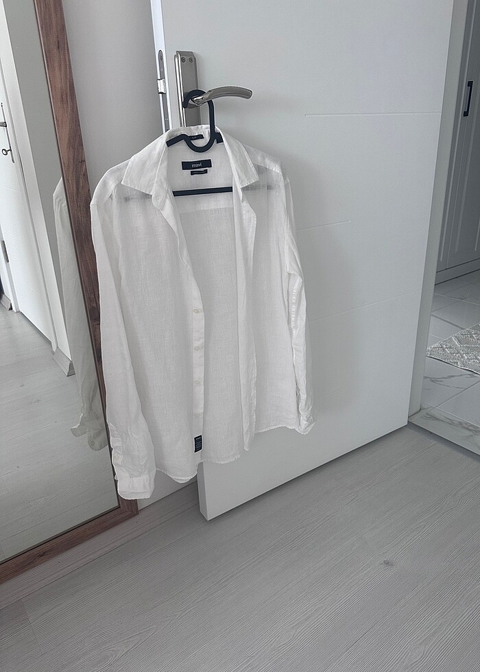 Mavi keten gömlek - Görsel 5