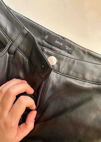 Kadın Siyah Deri mango pantolon - Görsel 2