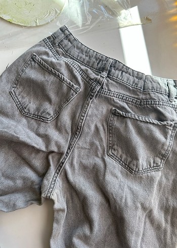 Gri Bol Kesim Midi Denim Jean - Görsel 3