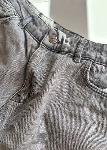 Gri Bol Kesim Midi Denim Jean - Görsel 2