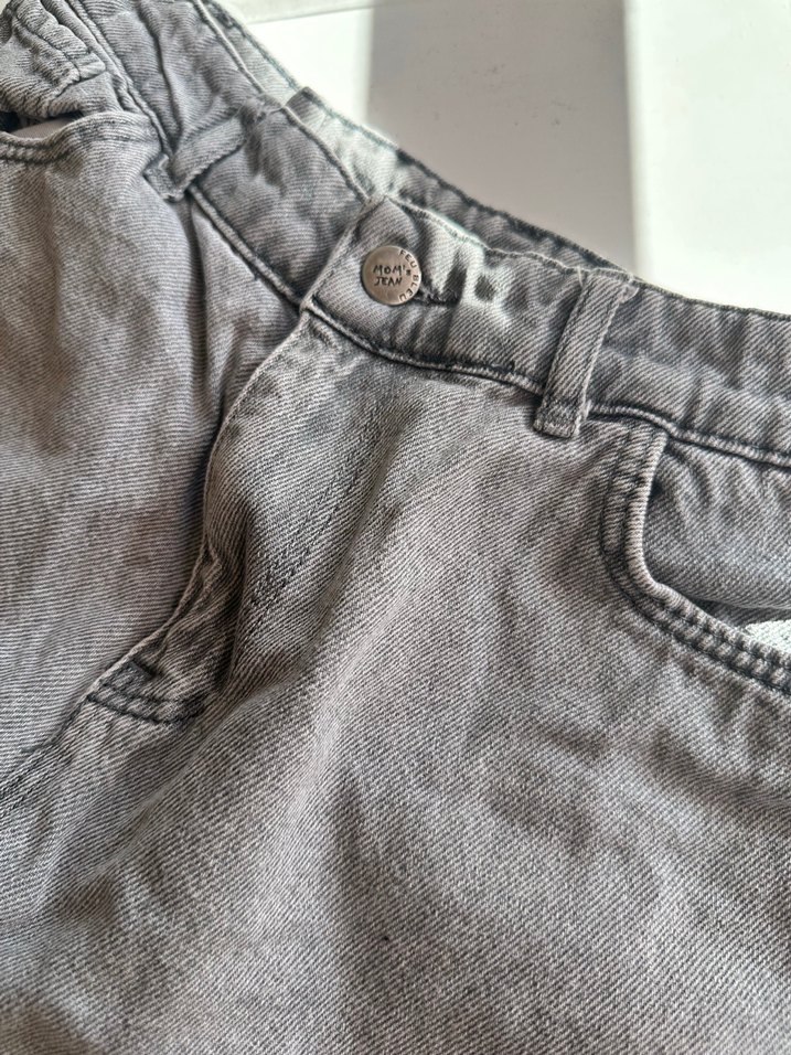 Gri Bol Kesim Midi Denim Jean - Görsel 2