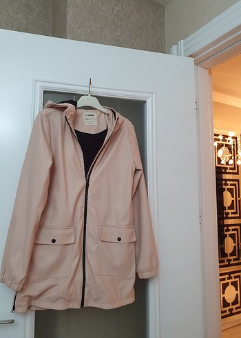 Pudra rengi Deri Kadın Yağmurluk - Görsel 2