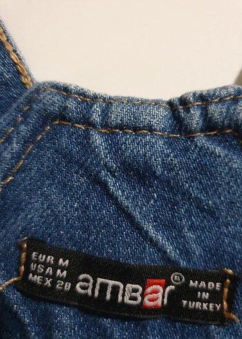 Kadın Mavi Denim Askılı Midi Tulum - Görsel 3