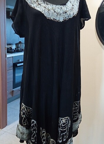 Yazlık elbise asimetrik kesim müsli kumaş 