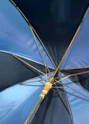 Lacivert Katlamalı Kadın Şemsiye - Görsel 5