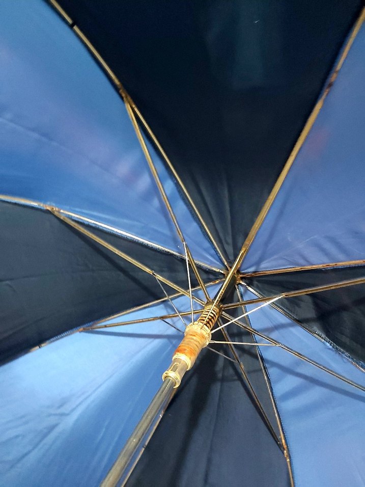 Lacivert Katlamalı Kadın Şemsiye - Görsel 5