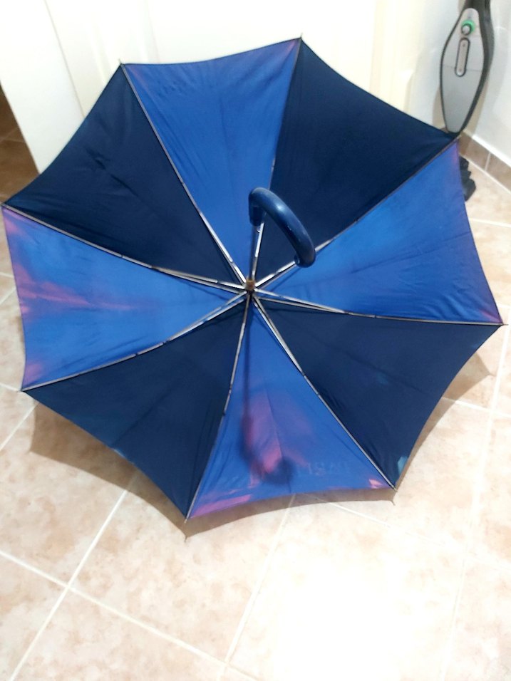 Lacivert Katlamalı Kadın Şemsiye - Görsel 3