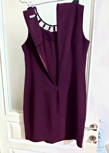 Detaylı Mor Midi Elbise - Görsel 6