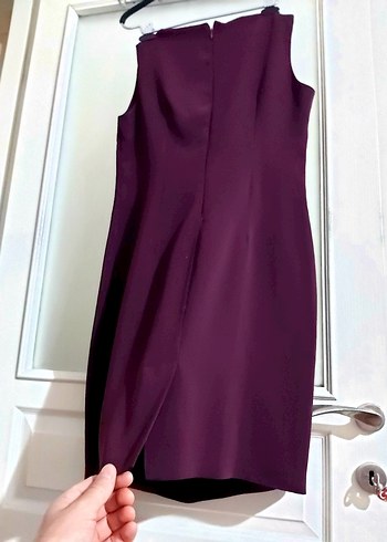 Detaylı Mor Midi Elbise - Görsel 5