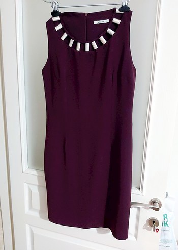 Detaylı Mor Midi Elbise - Görsel 2