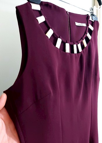 Detaylı Mor Midi Elbise - Görsel 4