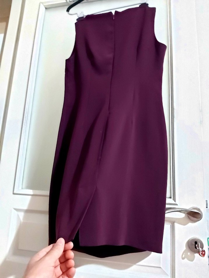 Detaylı Mor Midi Elbise - Görsel 5