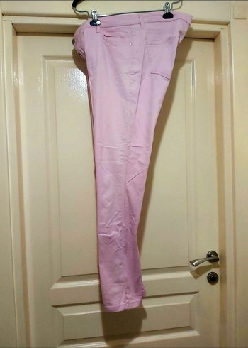 Pembe Pamuklu Kadın Düz Kesim Pantolon - Görsel 3