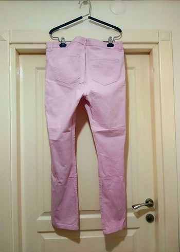 Pembe Pamuklu Kadın Düz Kesim Pantolon - Görsel 4