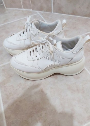 Beyaz Platform Topuklu Kadın Spor Ayakkabı - Görsel 6