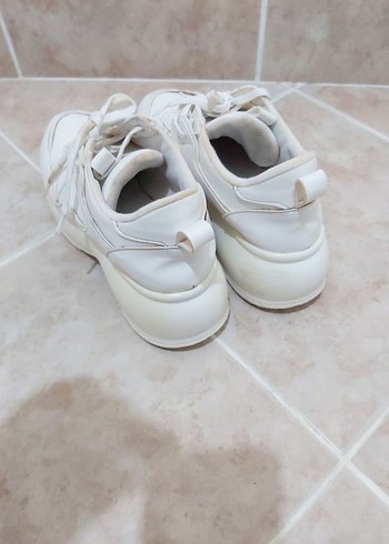 Beyaz Platform Topuklu Kadın Spor Ayakkabı - Görsel 5