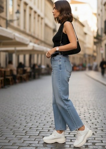 Beyaz Platform Topuklu Kadın Spor Ayakkabı - Görsel 2