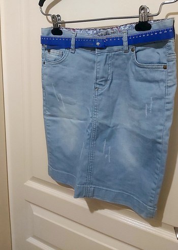 Mavi Mini Denim Etek - Görsel 8