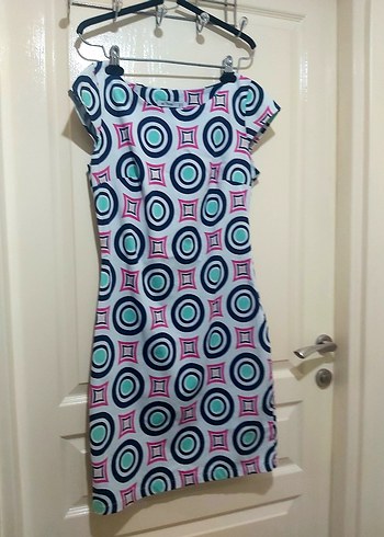 Renkli Desenli Midi Bohem Elbise - Görsel 3