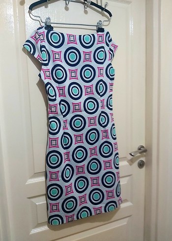 Renkli Desenli Midi Bohem Elbise - Görsel 4