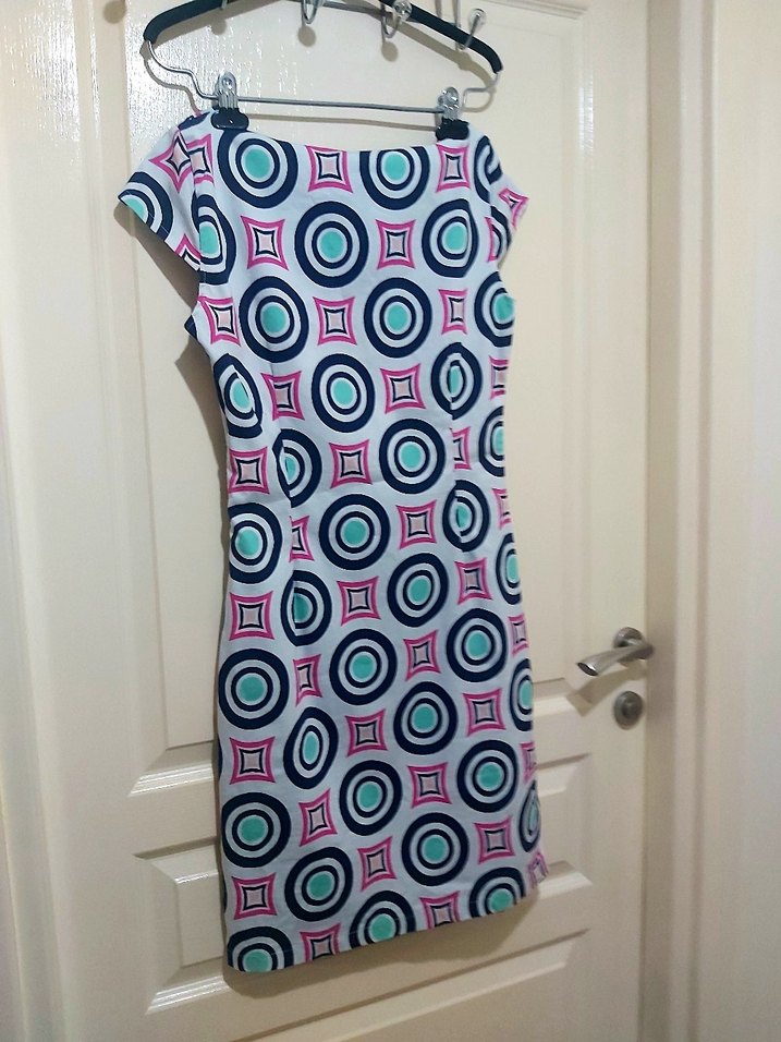 Renkli Desenli Midi Bohem Elbise - Görsel 4