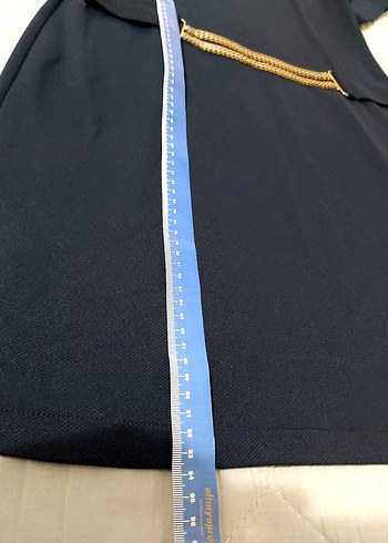 Kemer Detaylı Kısa Kollu Lacivert Kalem Elbise - Görsel 11