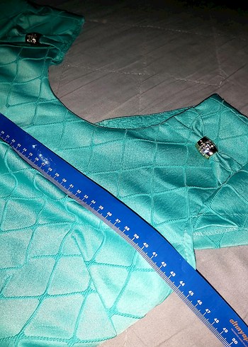 Turkuaz V Yakalı Midi Kadın Elbise - Görsel 10