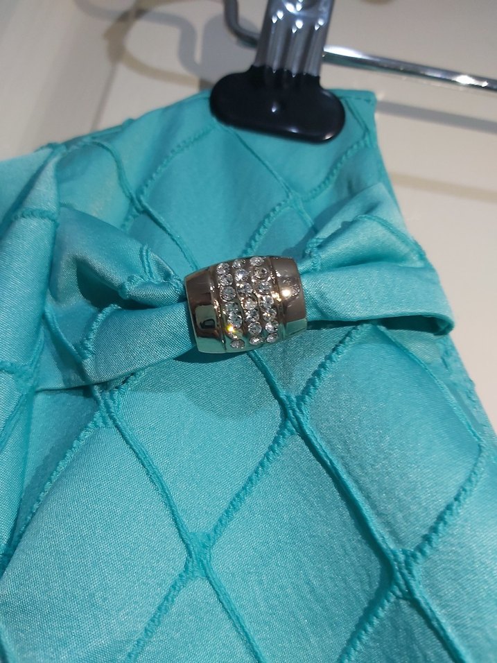 Turkuaz V Yakalı Midi Kadın Elbise - Görsel 5