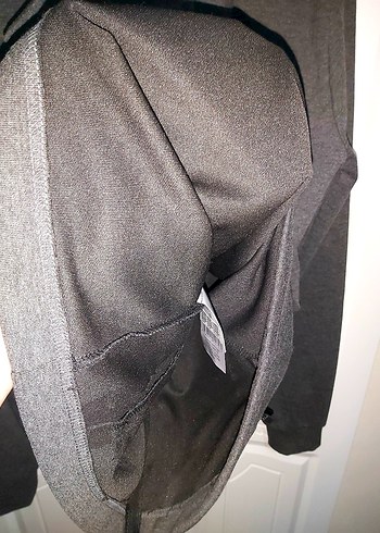 Gri Fermuarlı Unisex Baskılı Sweatshirt - Görsel 8