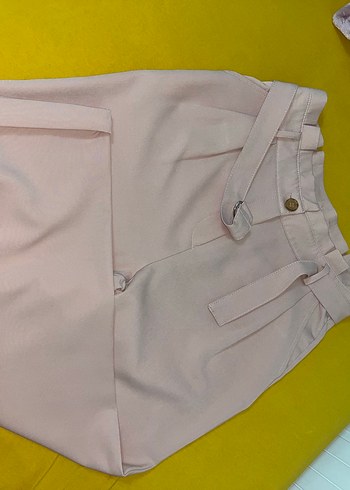 38 Beden Düğmeli Pembe Midi Kumaş Kadın Pantolon