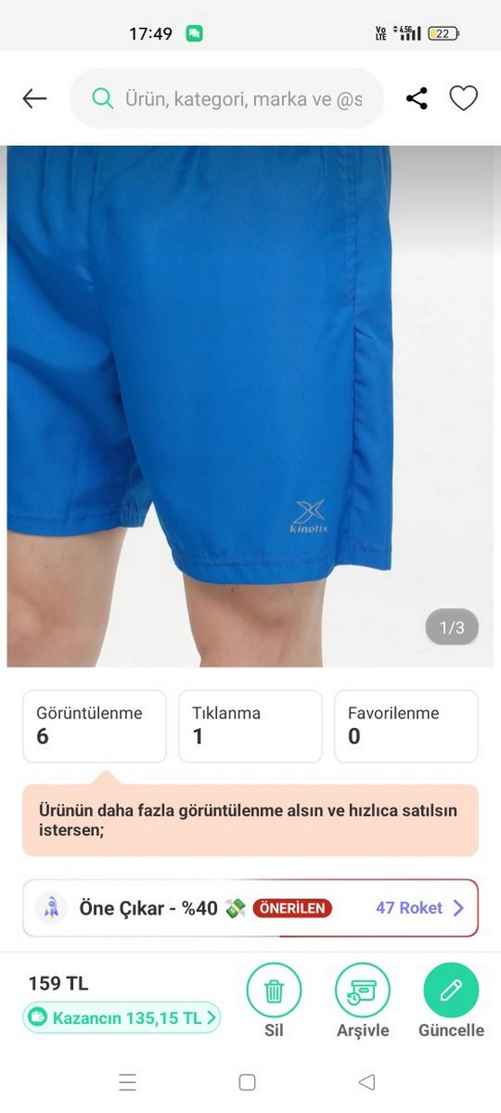 Erkek mavi Kinetix marka deniz şort - Görsel 2