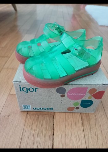 Kız Çocuk Yeşil Cırt Cırtlı Sandalet - Görsel 2