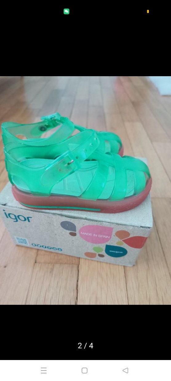 Kız Çocuk Yeşil Cırt Cırtlı Sandalet - Görsel 4