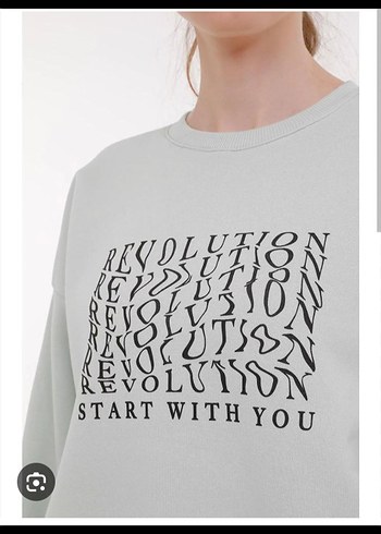 Gri Kadın Sweatshirt Uzun Kollu Rahat Kesim - Görsel 2