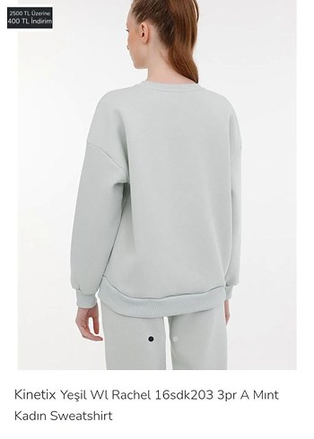 Gri Kadın Sweatshirt Uzun Kollu Rahat Kesim - Görsel 3